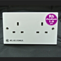 MS HD Power MS-9296Rh UK 2 gang wall socket for Audio and A/V, Rhodium plated.