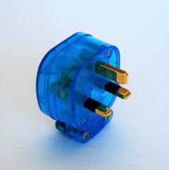 MS HD Power MS328GK 'The Blue' Gold 13A UK mains plug